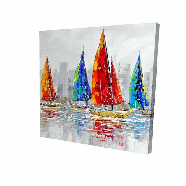 Fondo 16 x 16 in. Colorful Boats Near A Grey City-Print on Canvas FO2776467
